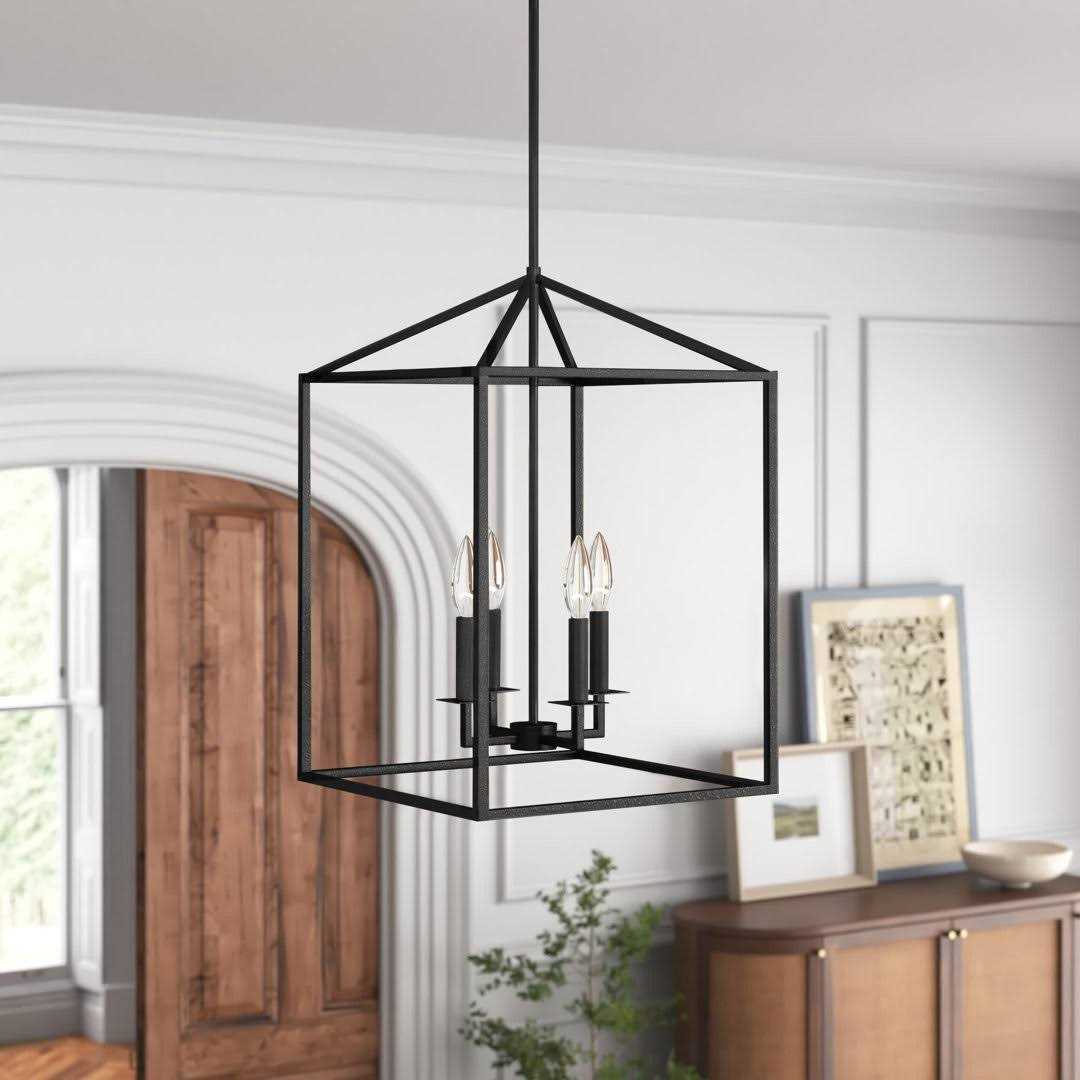 Ellis 4 Light Lantern Rectangle Chandelier Joss & Main Size H x D - Image 2
