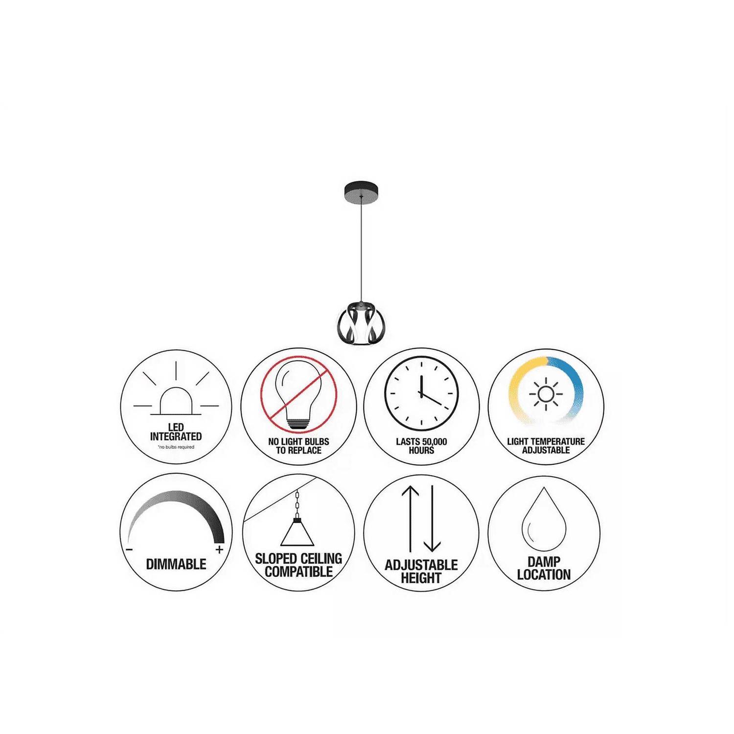 Artika Vivaldi Integrated LED Pendant Light 3CCT Black - Image 4