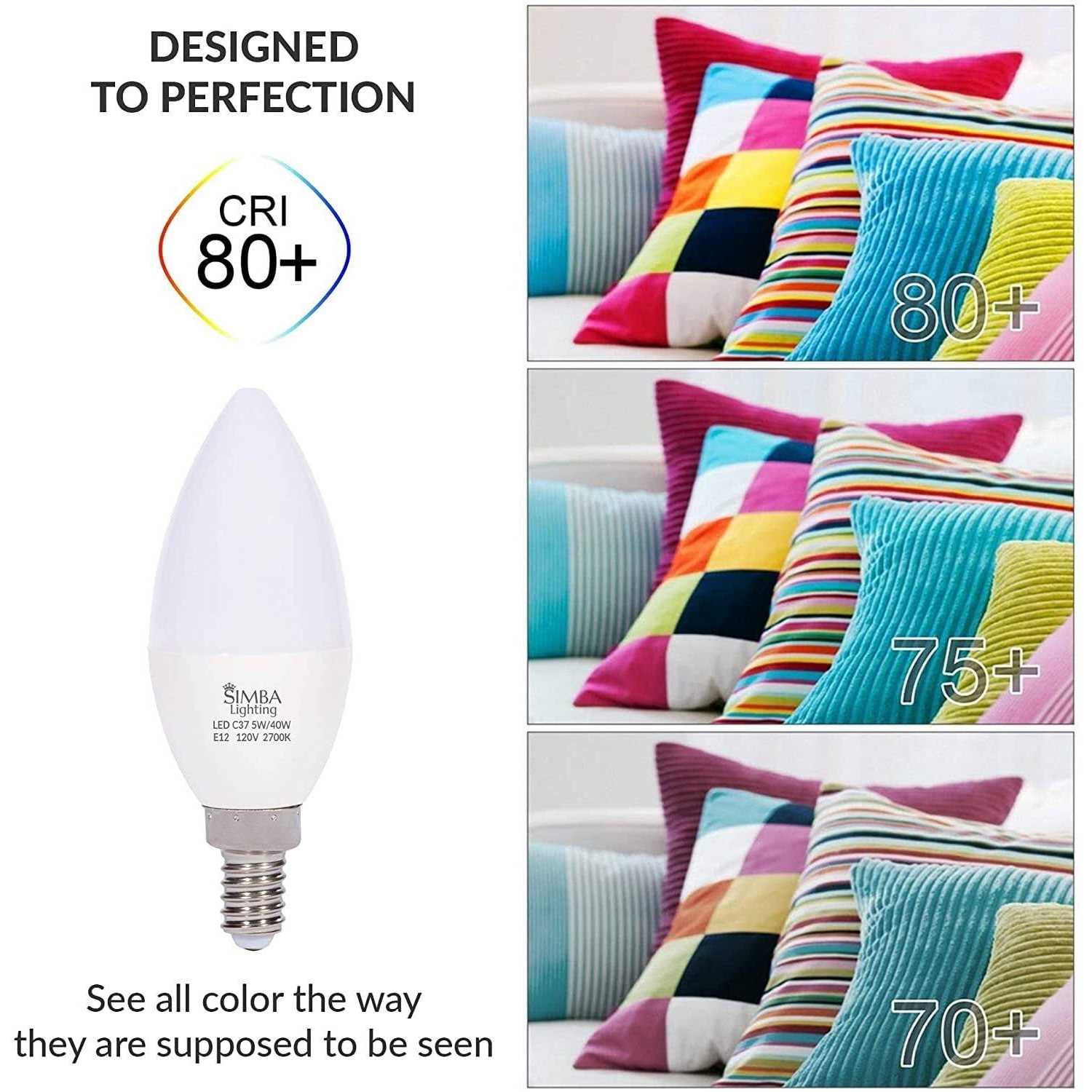 Alternative view of Simba Lighting LED Candelabra Light Bulbs B11 Candle Shape E12 Base