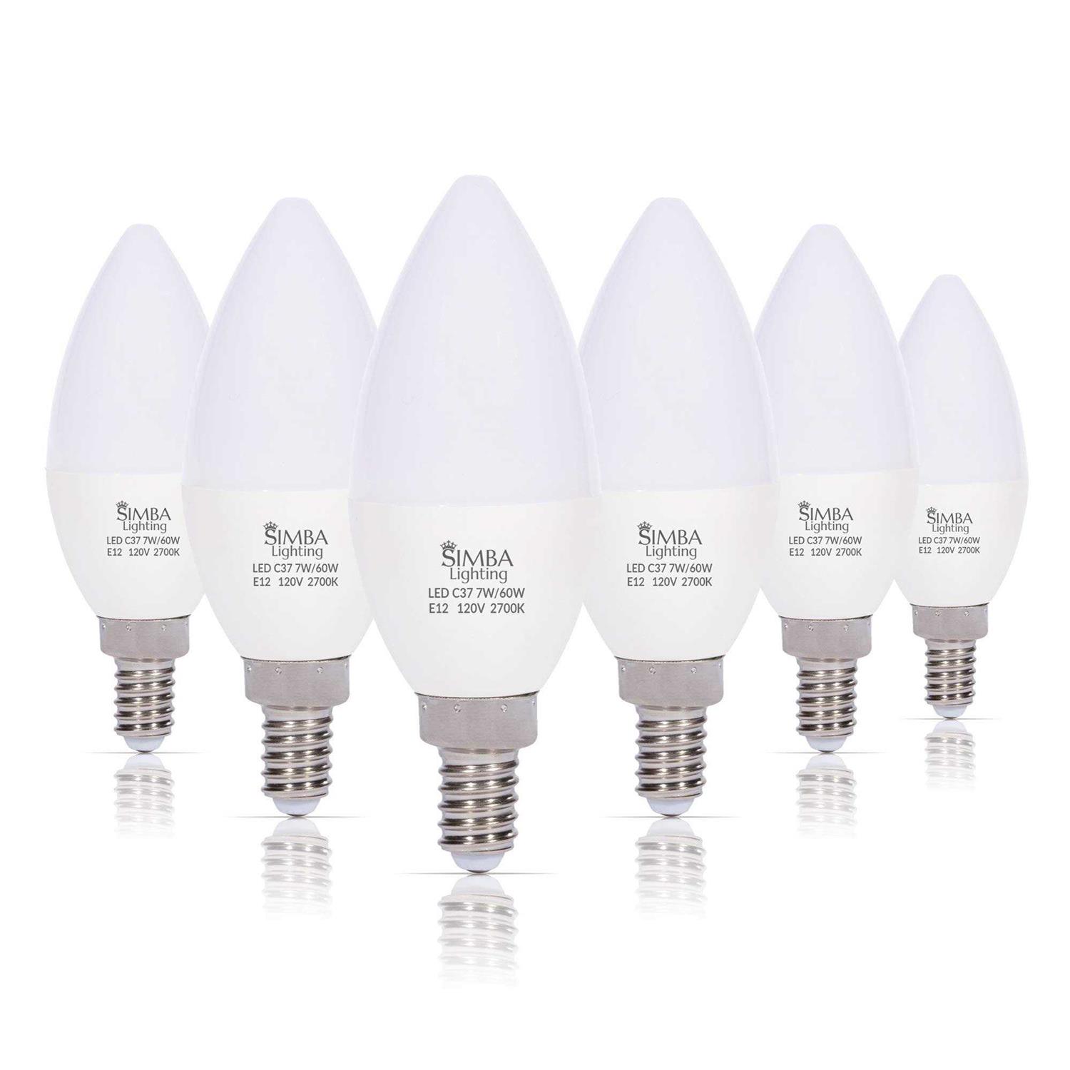 Simba Lighting LED Candelabra Light Bulbs B11 Candle Shape E12 Base