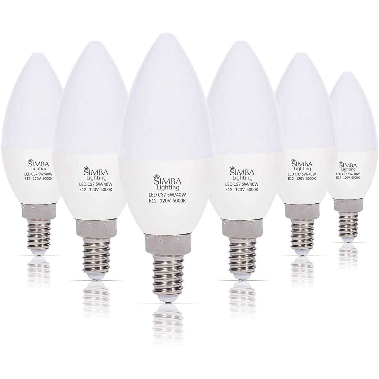 Simba Lighting LED Candelabra Light Bulbs B11 Candle Shape E12 Base
