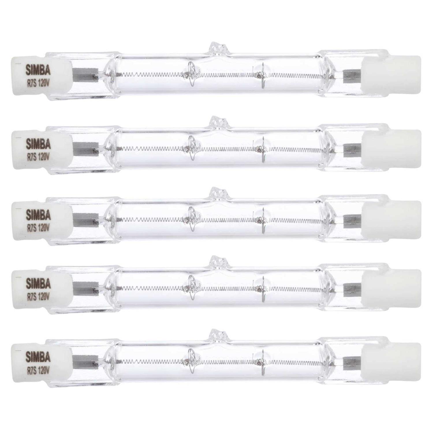 Simba Lighting Halogen R7s 78mm 120v T3 J Type Double Ended Bulbs, 5-Pack