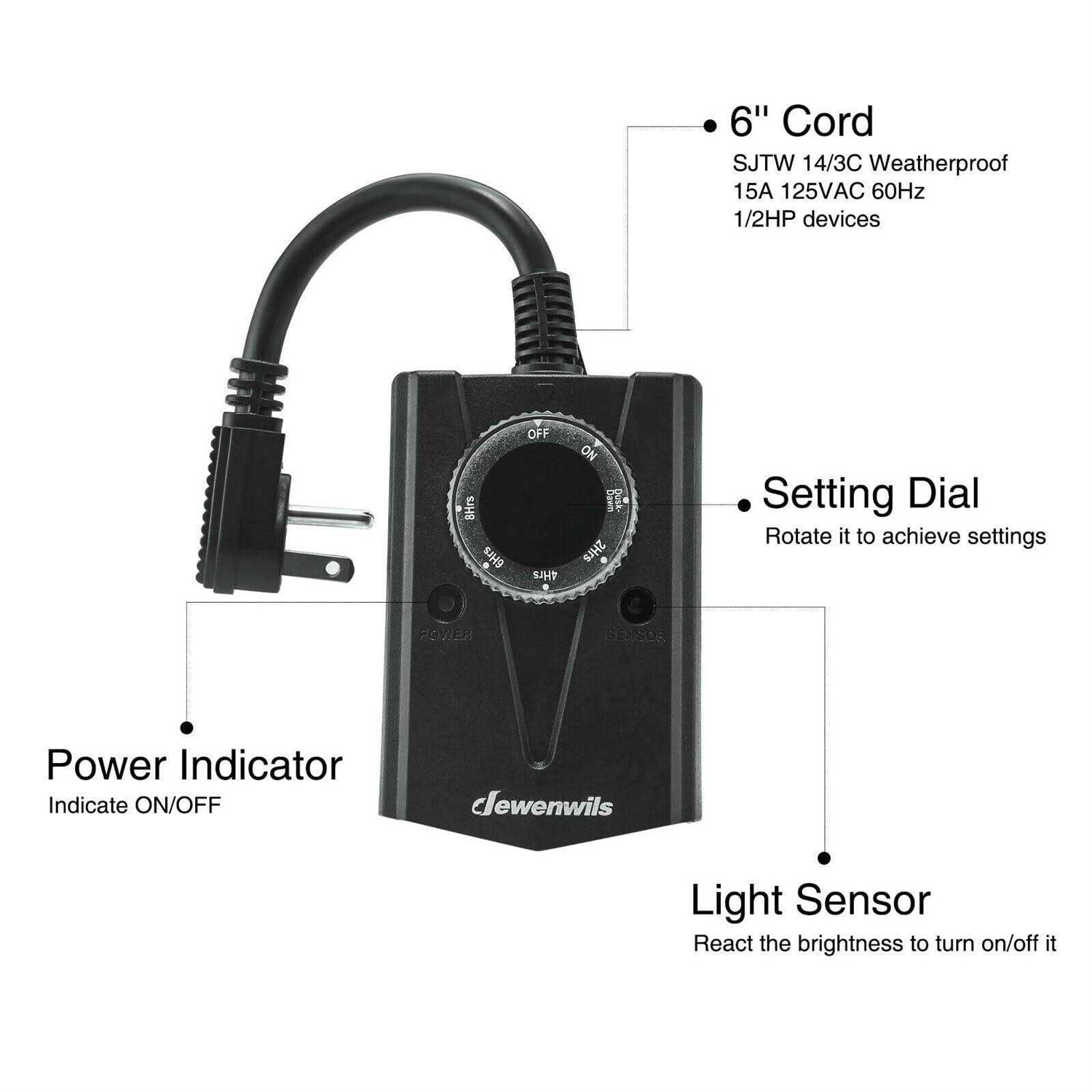 DEWENWILS Outdoor Light Timer for Christmas Waterproof Plug in Timer Switch - Image 4