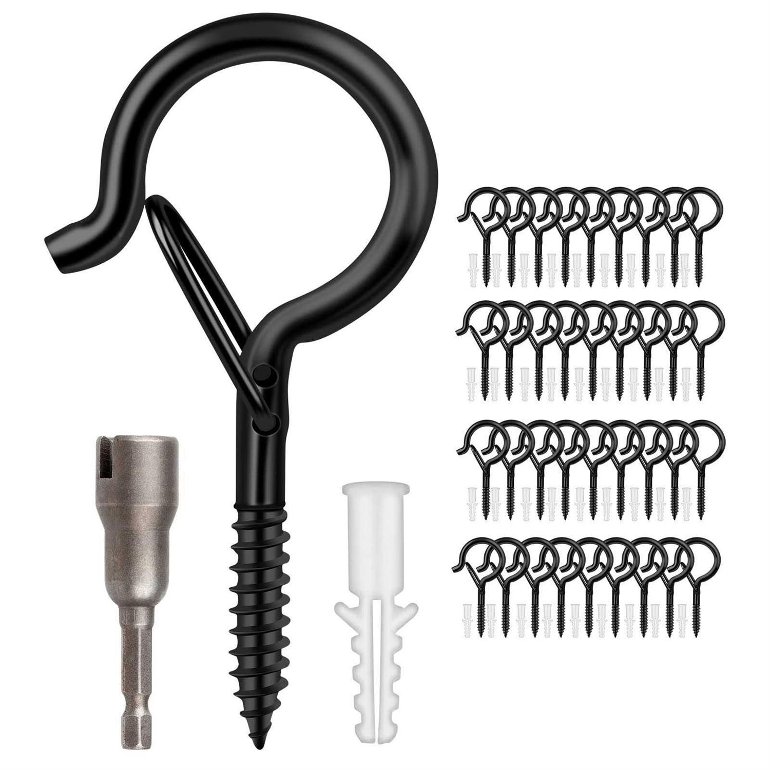 HouEarth 48 PcS Q-Hanger Hooks Screw Hooks for Outdoor String Lights - Image 3