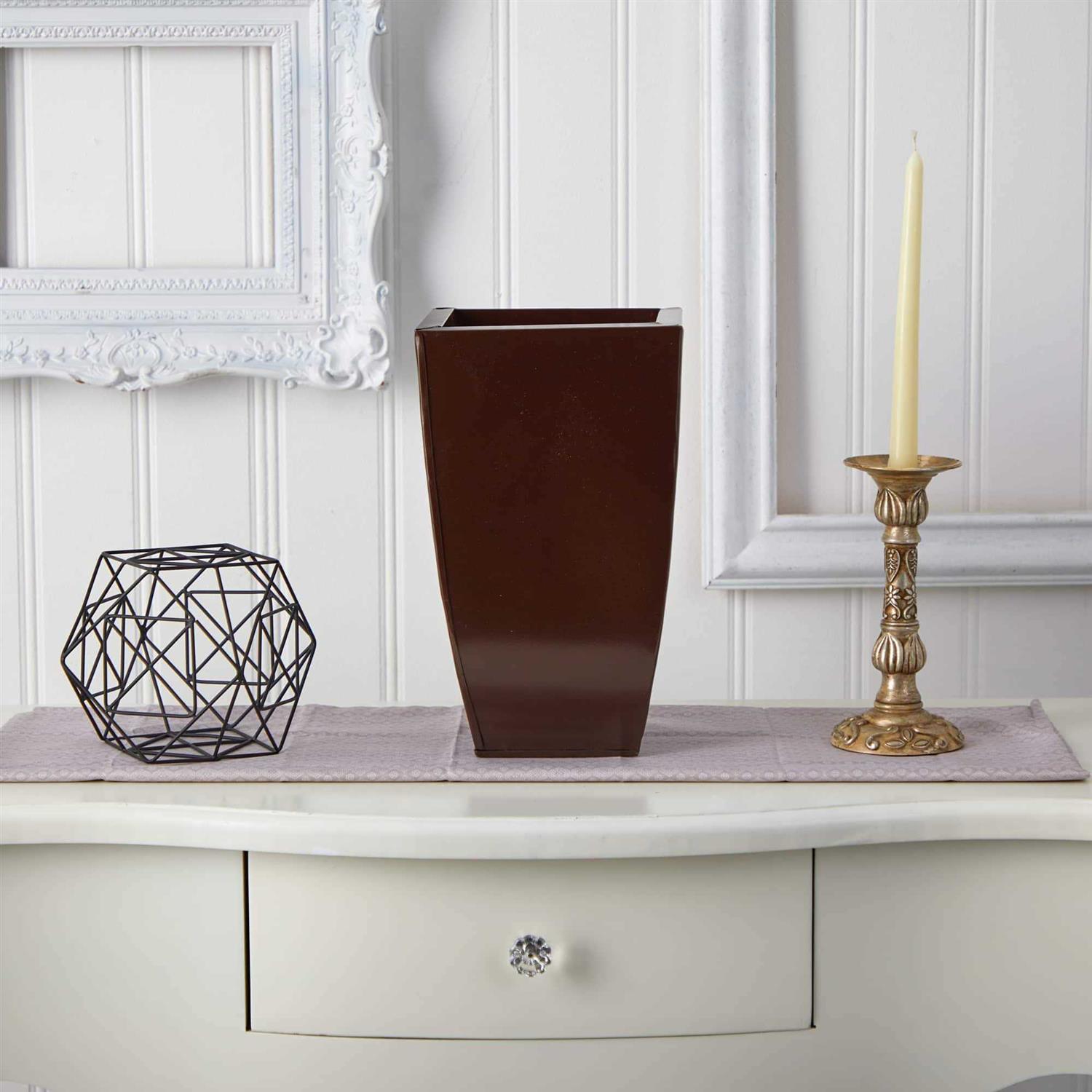 Nearly Natural Tapered Square Metal Planter - Image 3