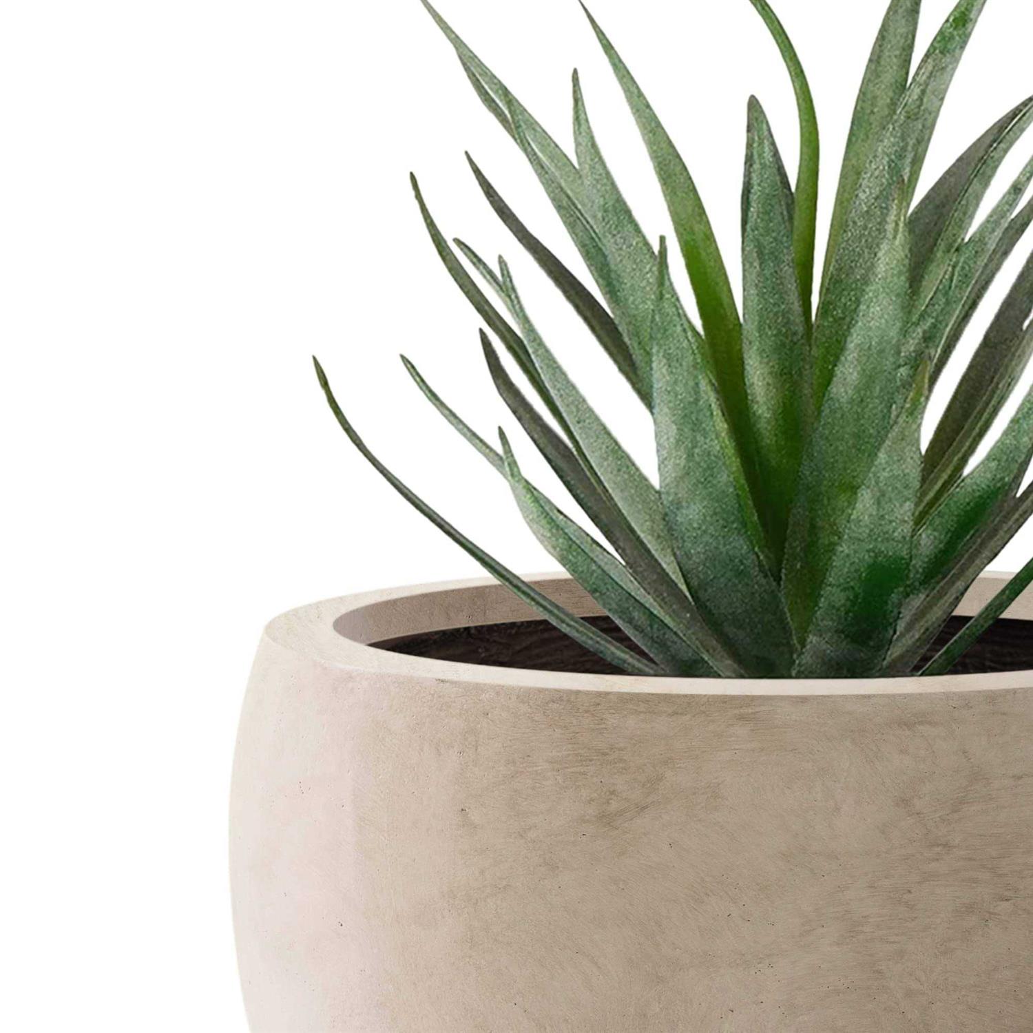 Kante 20 in. W Round Lightweight Weathered Concrete Metal Planter Pot, Seamless with Drainage Hole for Home and Garden - Image 4