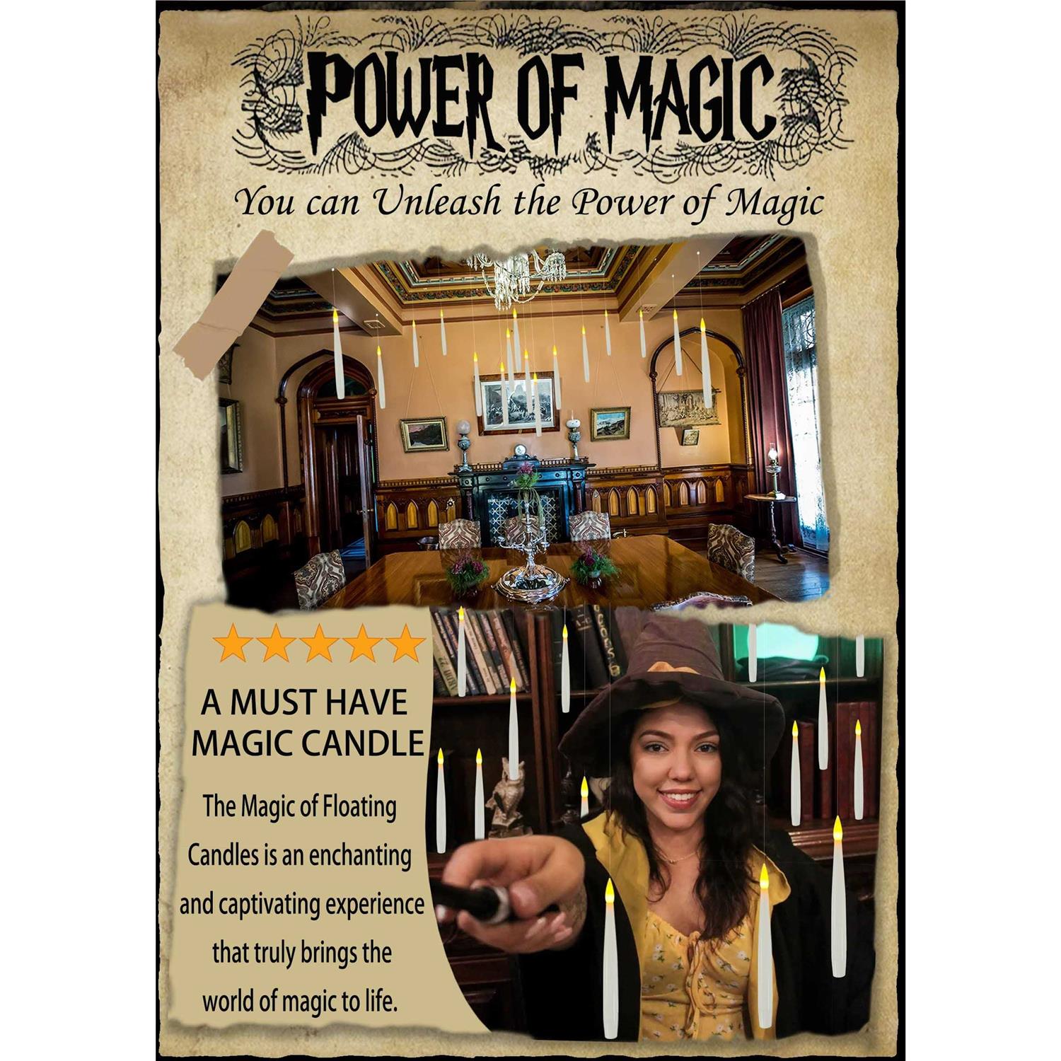 Alternative view of Floating Candles with Wand 20 PCs Magic Hanging Candles