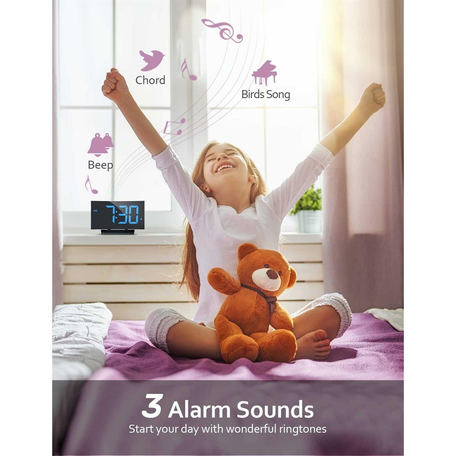 GOLOZA Digital Alarm Clock for Bedroom Digital Clock with Modern Curved Design - Image 5