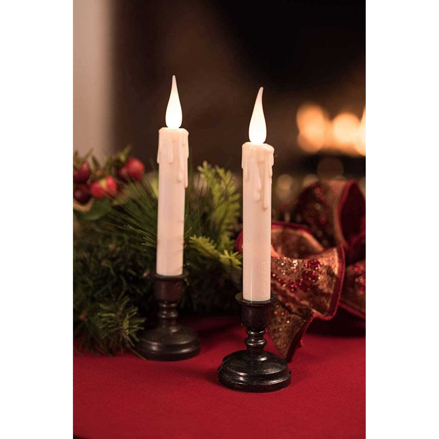 Enchanted Spaces Set of 10 Flameless Ivory LED Window Candles with Heavy Drip Texture - Image 4